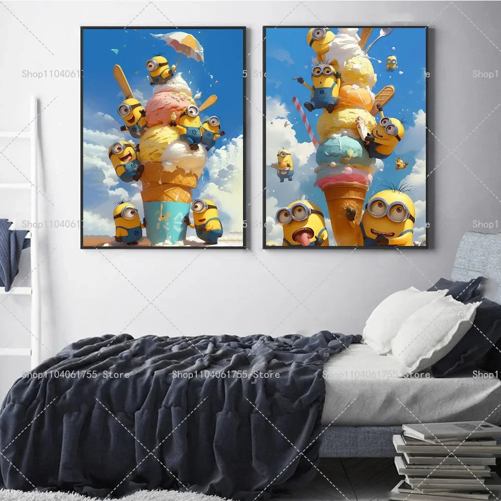 M-Minions Cartoon Cute Poster Self-Adhesive Art Sticker - Image 10