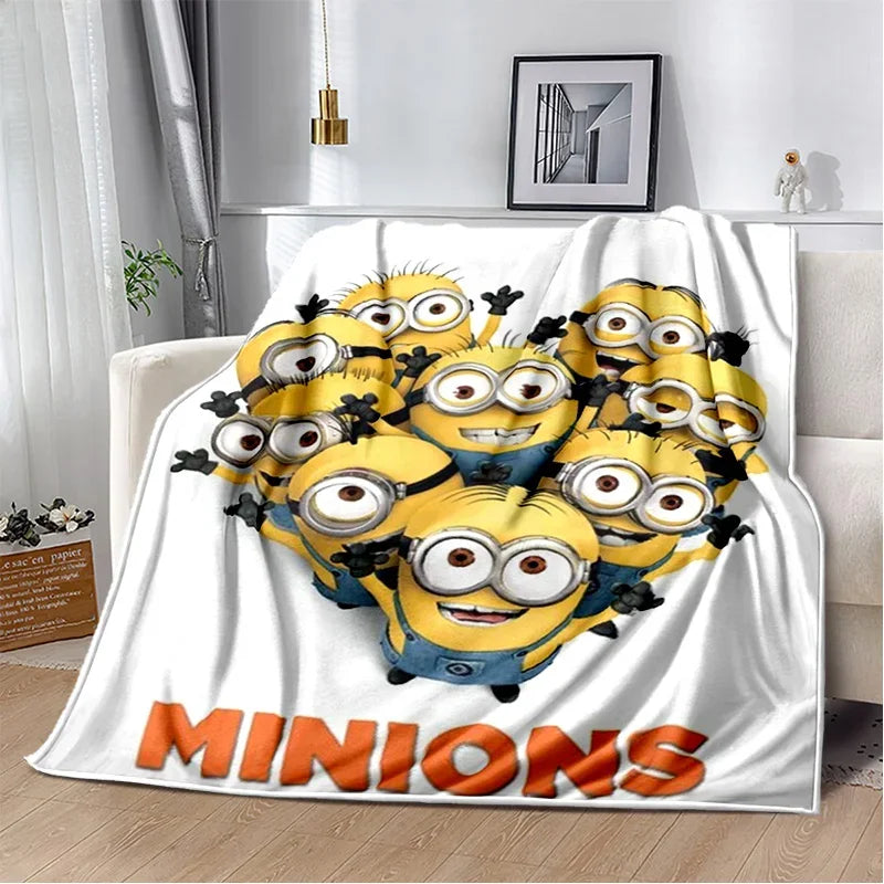 Kawaii Minions Throw Blanket – Soft Cartoon Cover for Bed, Sofa & Kids - Image 2