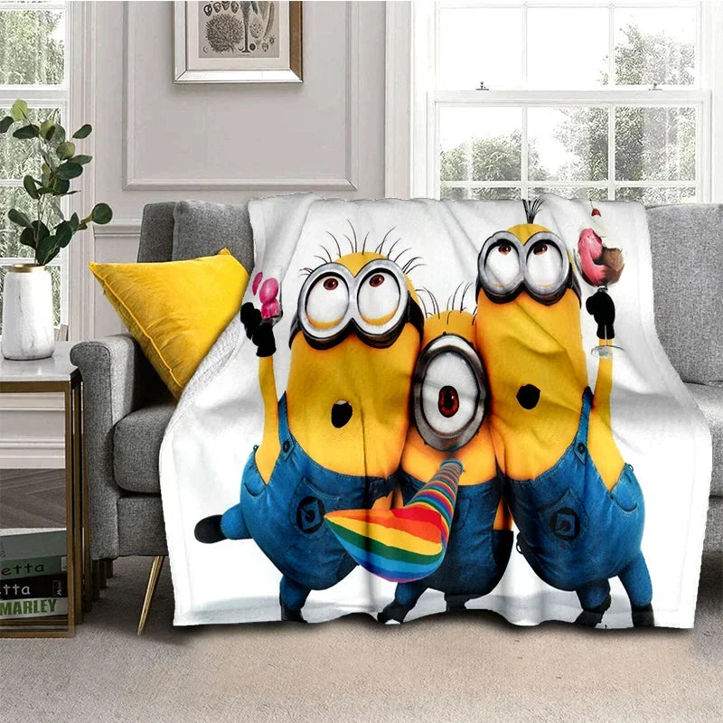 Kawaii Minions Throw Blanket – Soft Cartoon Cover for Bed, Sofa & Kids - Image 5