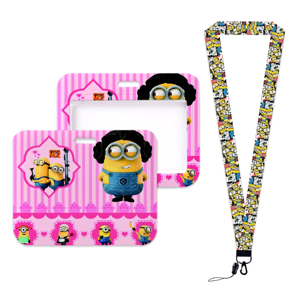 Minions Neck Lanyard Set – Cartoon Card Holder & Keychain for Students - Image 3