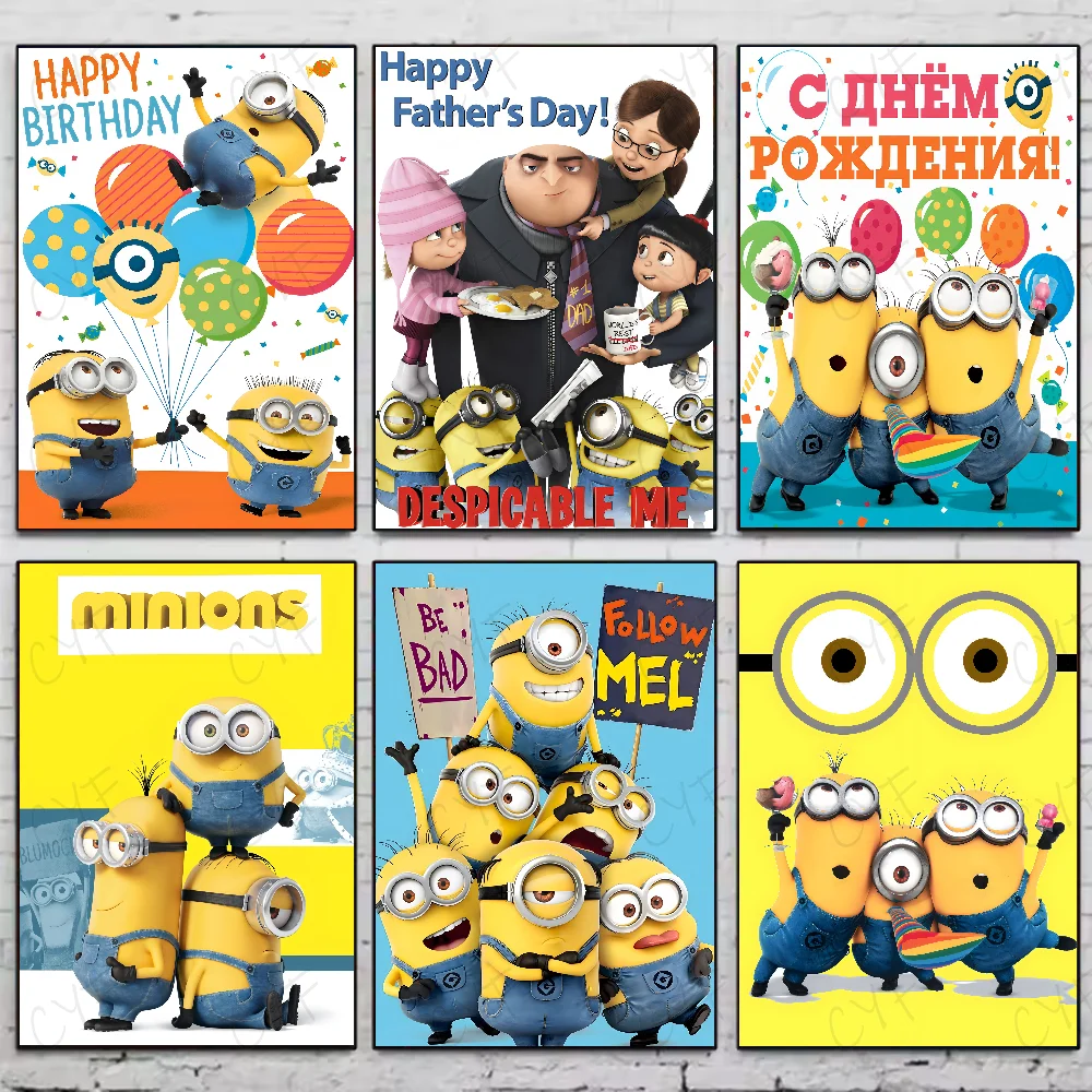 Cartoon M-Minions Cute Banana Poster Waterproof Wall Art Sticker