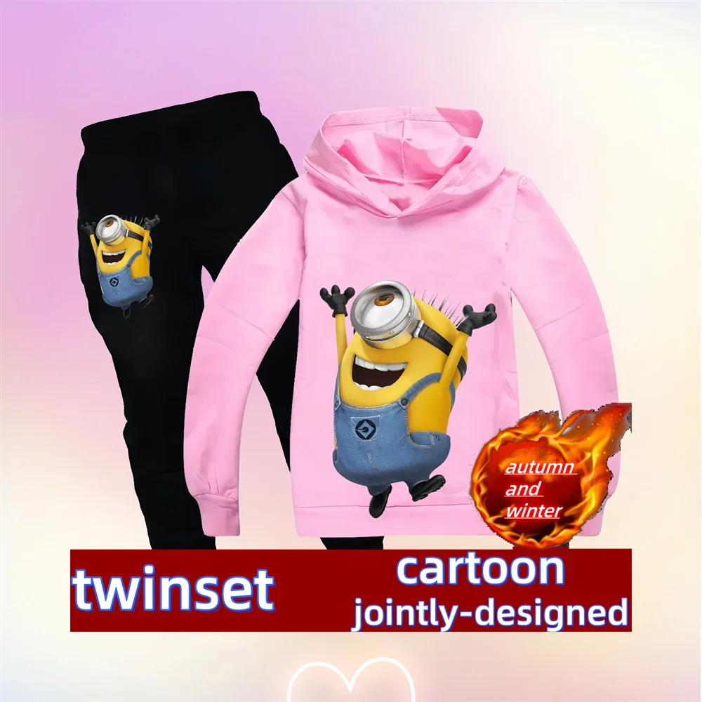 Minions Kids Hoodie & Pants Set – Autumn/Winter Kawaii Edition - Image 3