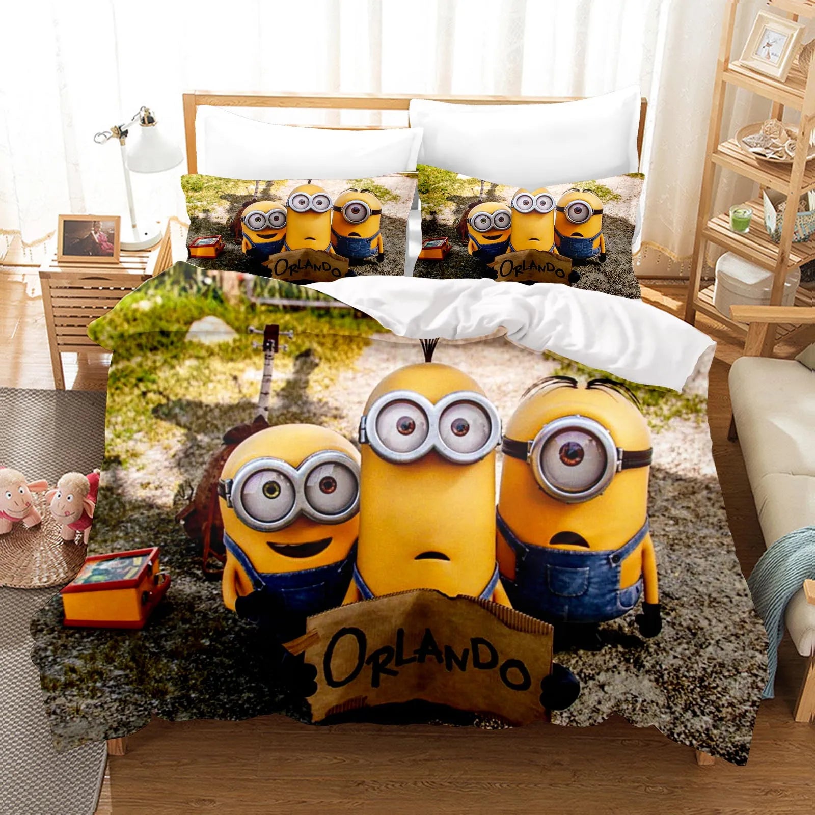 Minions Duvet Cover Set – 3-Piece Cartoon Bedding for Kids (Twin Size) - Image 11
