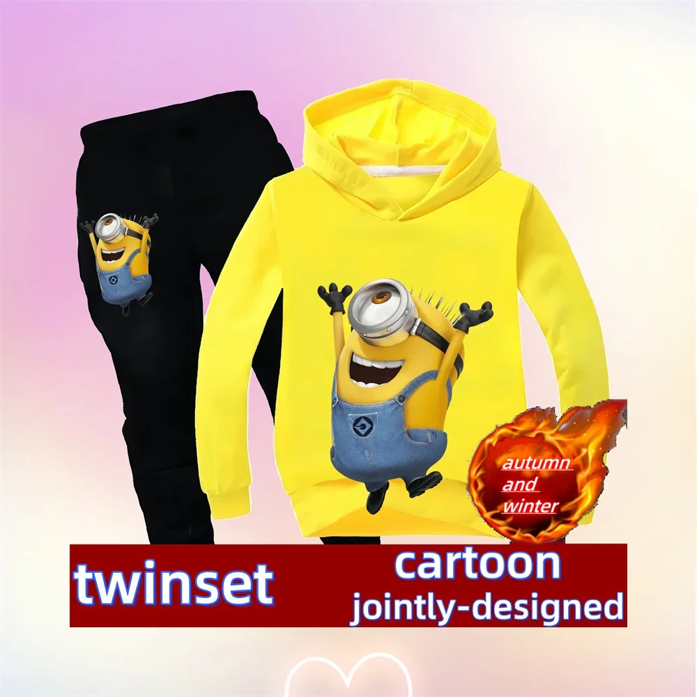 Minions Kids Hoodie & Pants Set – Autumn/Winter Kawaii Edition - Image 6