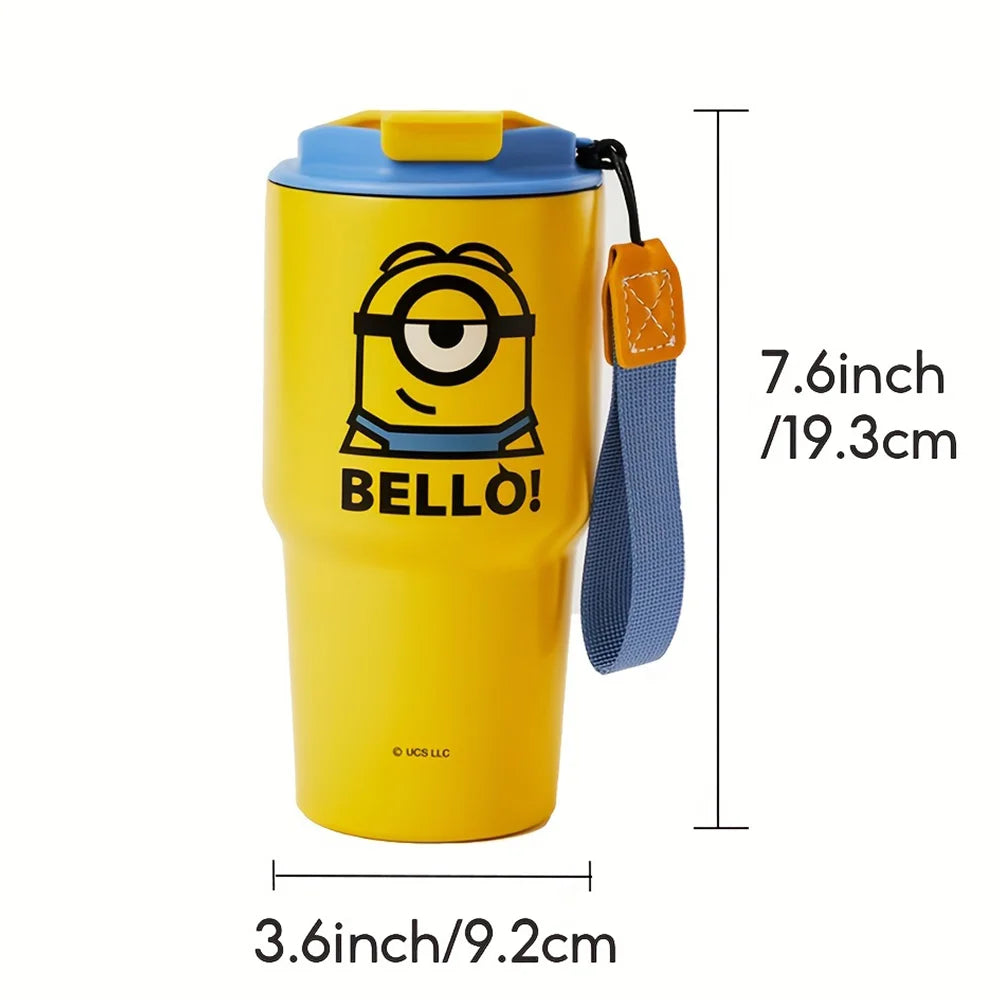 Miniso Minions 500ml Straw Cup – Cartoon Stainless Steel Bottle - Image 6