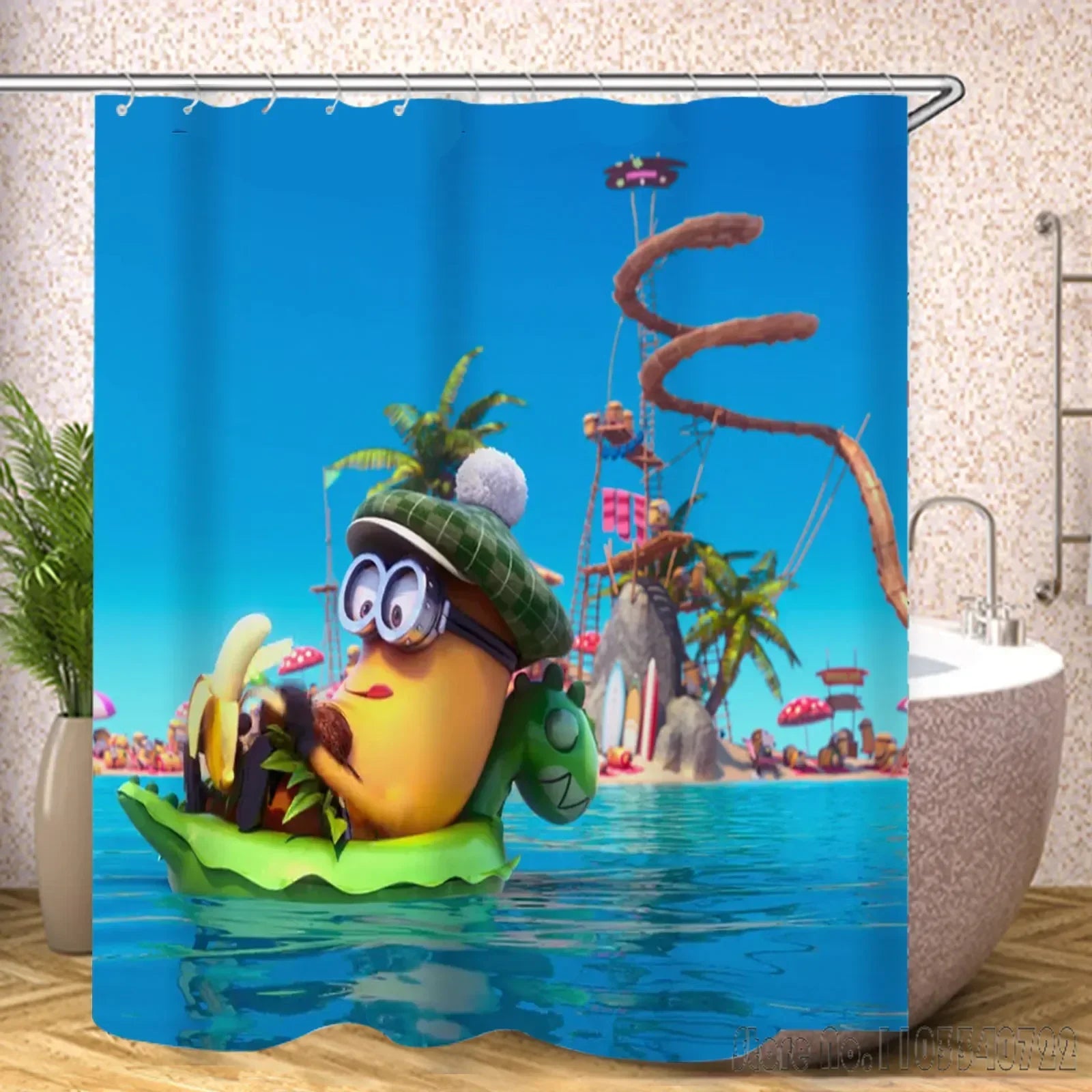 Miniso Minions Shower Curtain – Waterproof Cartoon Bathroom Decor - Image 2