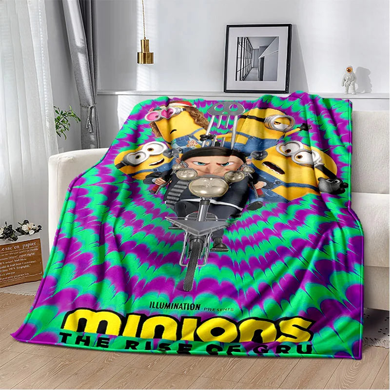Kawaii Minions Flannel Blanket – Soft Throw for Bed, Sofa & Kids' Rooms - Image 23