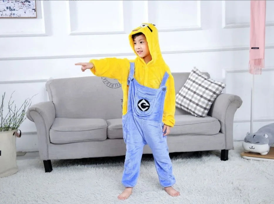 2025 Kids Minions Kigurumi Onesie – Winter Cosplay Pajama Costume - Image 3