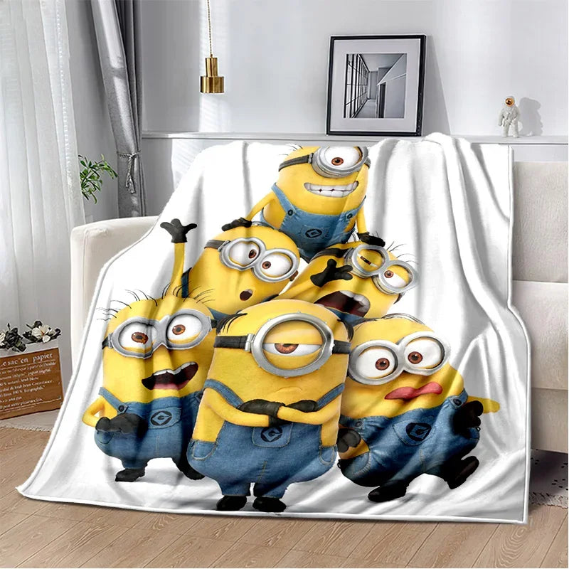 Kawaii Minions Throw Blanket – Soft Cartoon Cover for Bed, Sofa & Kids - Image 24