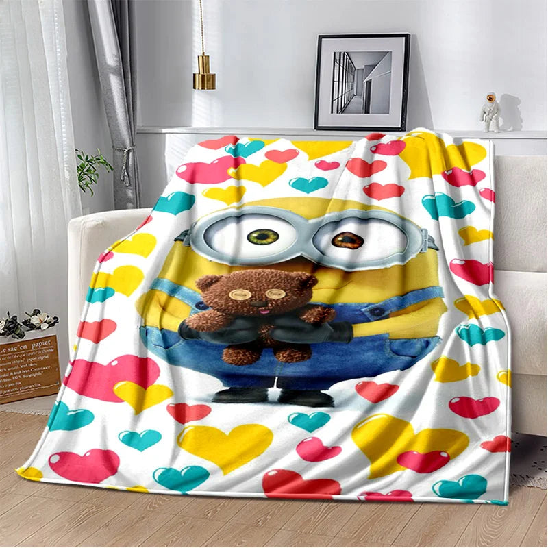 Kawaii Minions Flannel Blanket – Soft Throw for Bed, Sofa & Kids' Rooms - Image 6