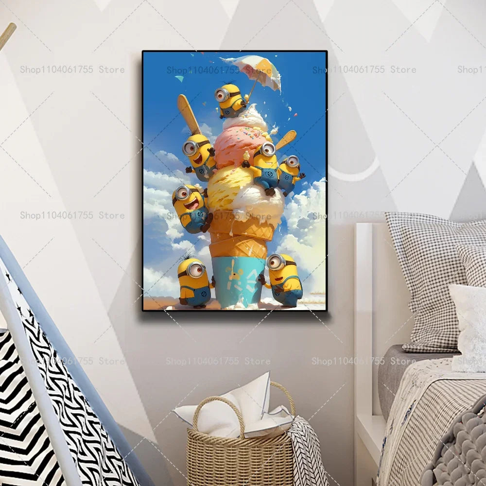 M-Minions Cartoon Cute Poster Self-Adhesive Art Sticker - Image 13