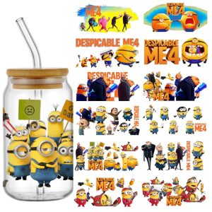 Minions UV DTF Transfer Stickers for 16oz Libbey Glasses