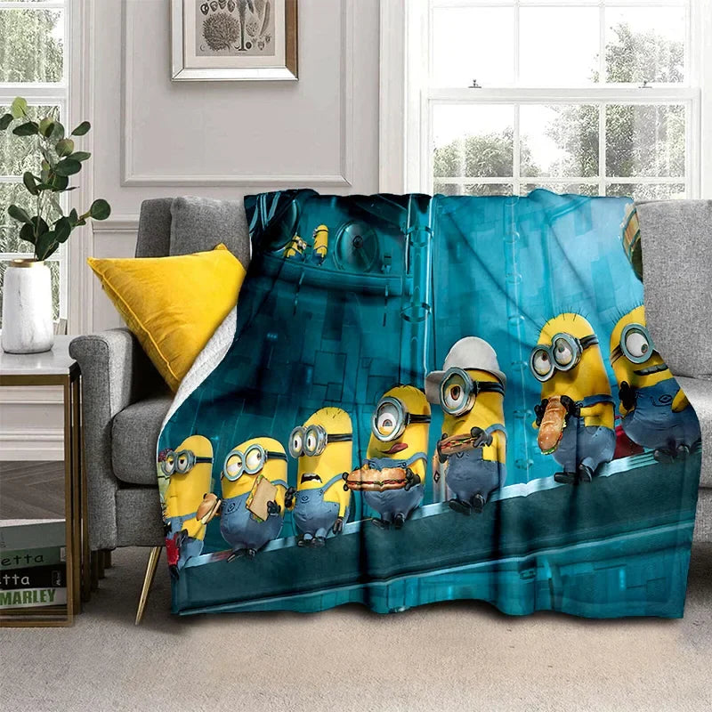 Kawaii Minions Throw Blanket – Soft Cartoon Cover for Bed, Sofa & Kids - Image 4