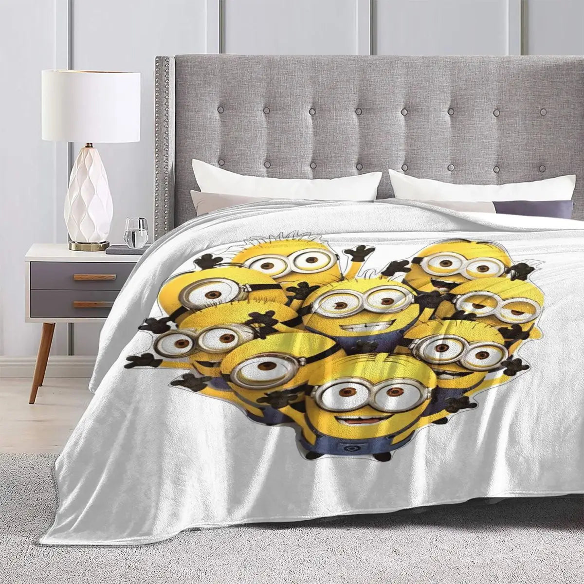 Minions Flannel Blanket – Cute Yellow Big Eyes Sofa & Bed Throw - Image 4