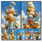 M-Minions Cartoon Cute Poster Self-Adhesive Art Sticker