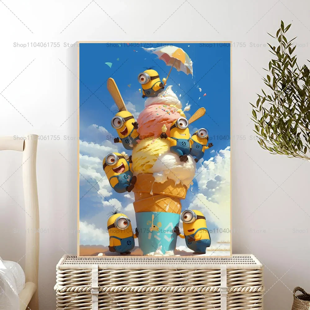 M-Minions Cartoon Cute Poster Self-Adhesive Art Sticker - Image 3