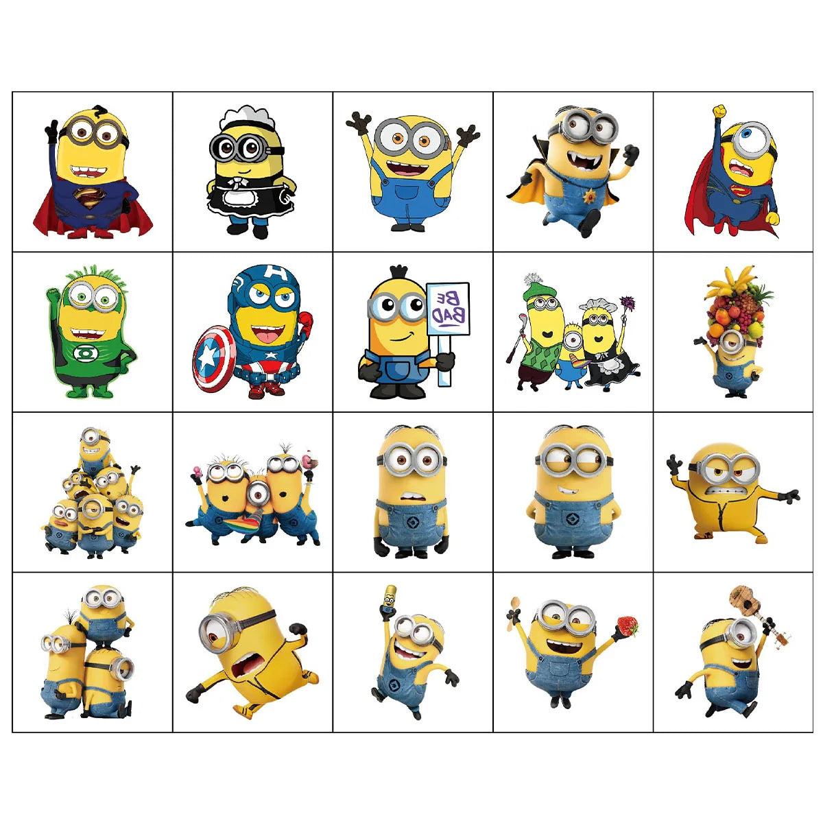 20pcs Cartoon Minions Temporary Tattoo Stickers - Image 3