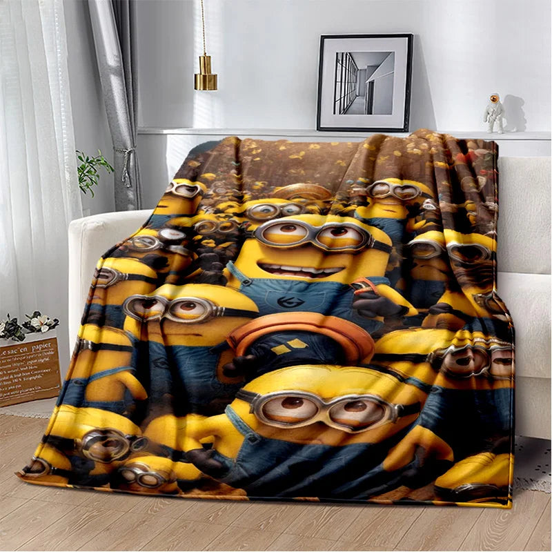 Kawaii Minions Flannel Blanket – Soft Throw for Bed, Sofa & Kids' Rooms - Image 16